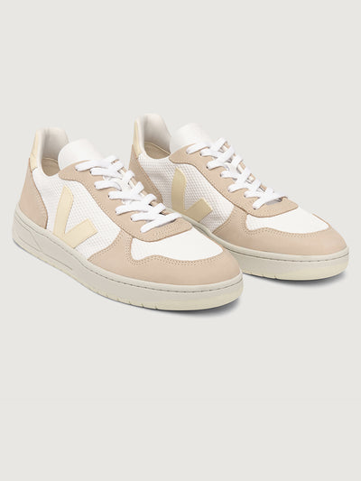 V-10 Sneaker - White-Butter-Almond