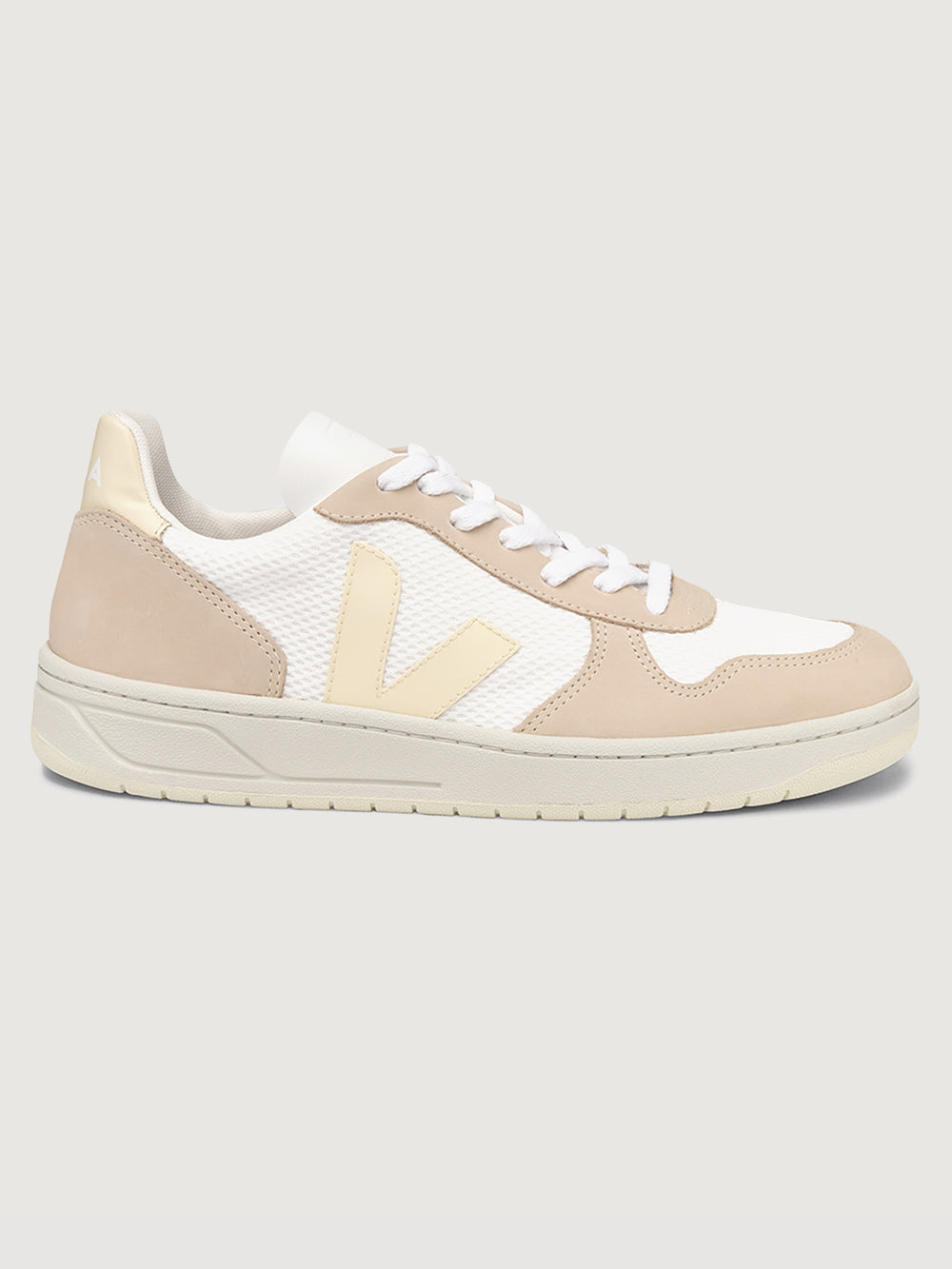 V-10 Sneaker - White-Butter-Almond