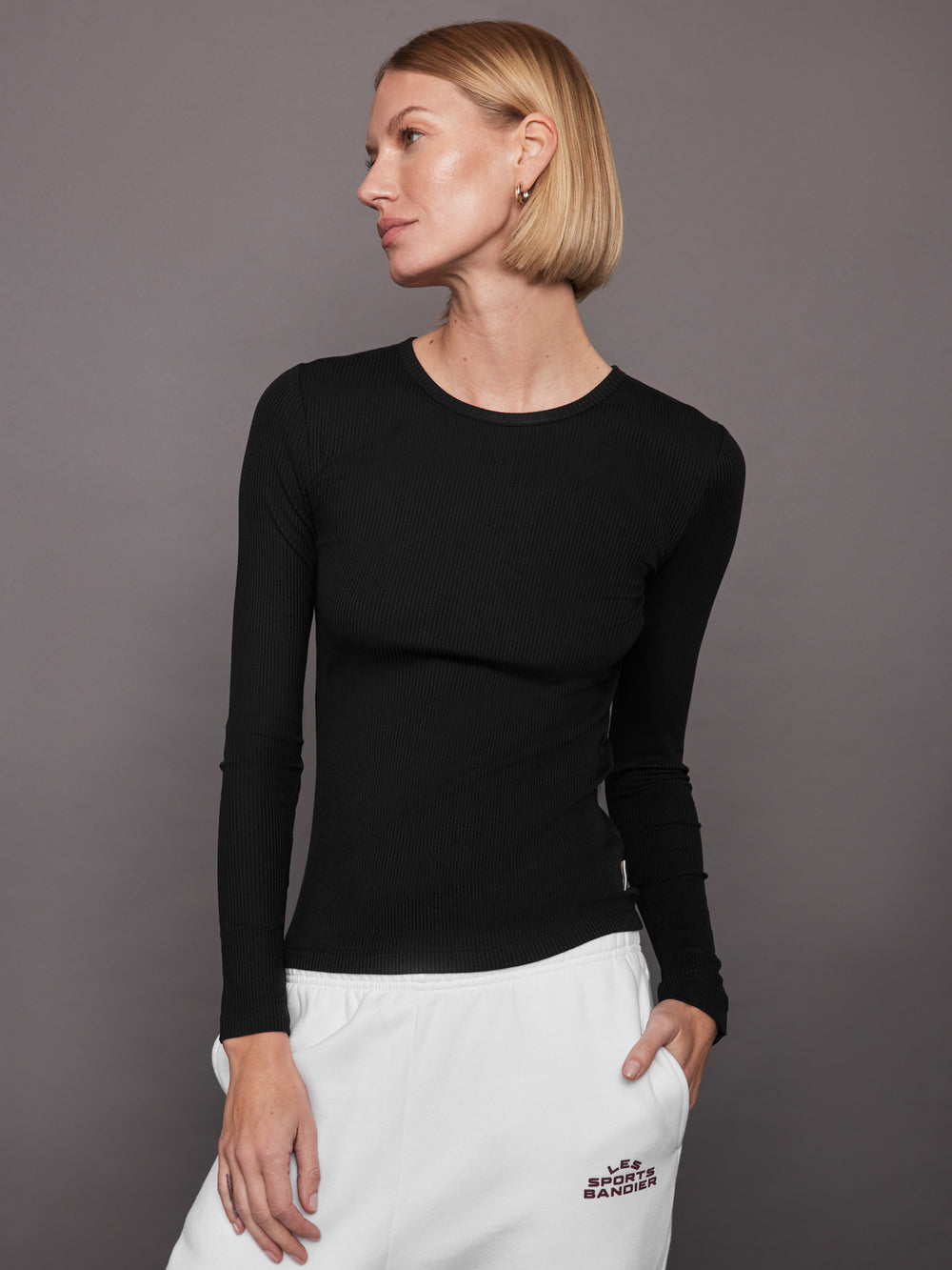 Rivington Ribbed Long Sleeve Top - Black