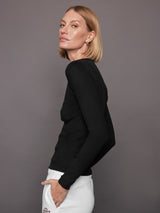 Rivington Ribbed Long Sleeve Top - Black