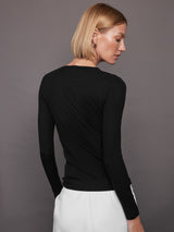 Rivington Ribbed Long Sleeve Top - Black