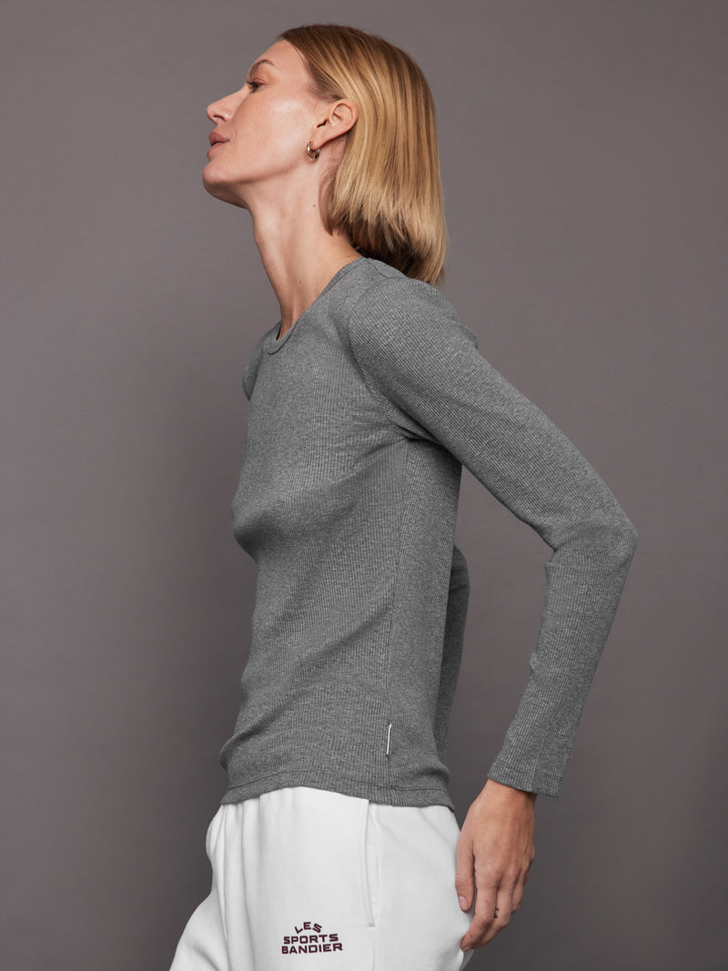 Rivington Ribbed Long Sleeve Top - Grey Heather