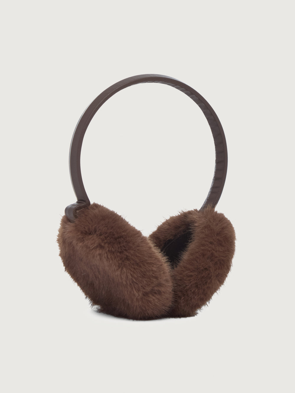 Faux Mink & Leather Earmuffs - Chestnut